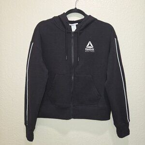 Womens Small Hoodie Reebok Cropped Black Fleece Jacket New With Tags